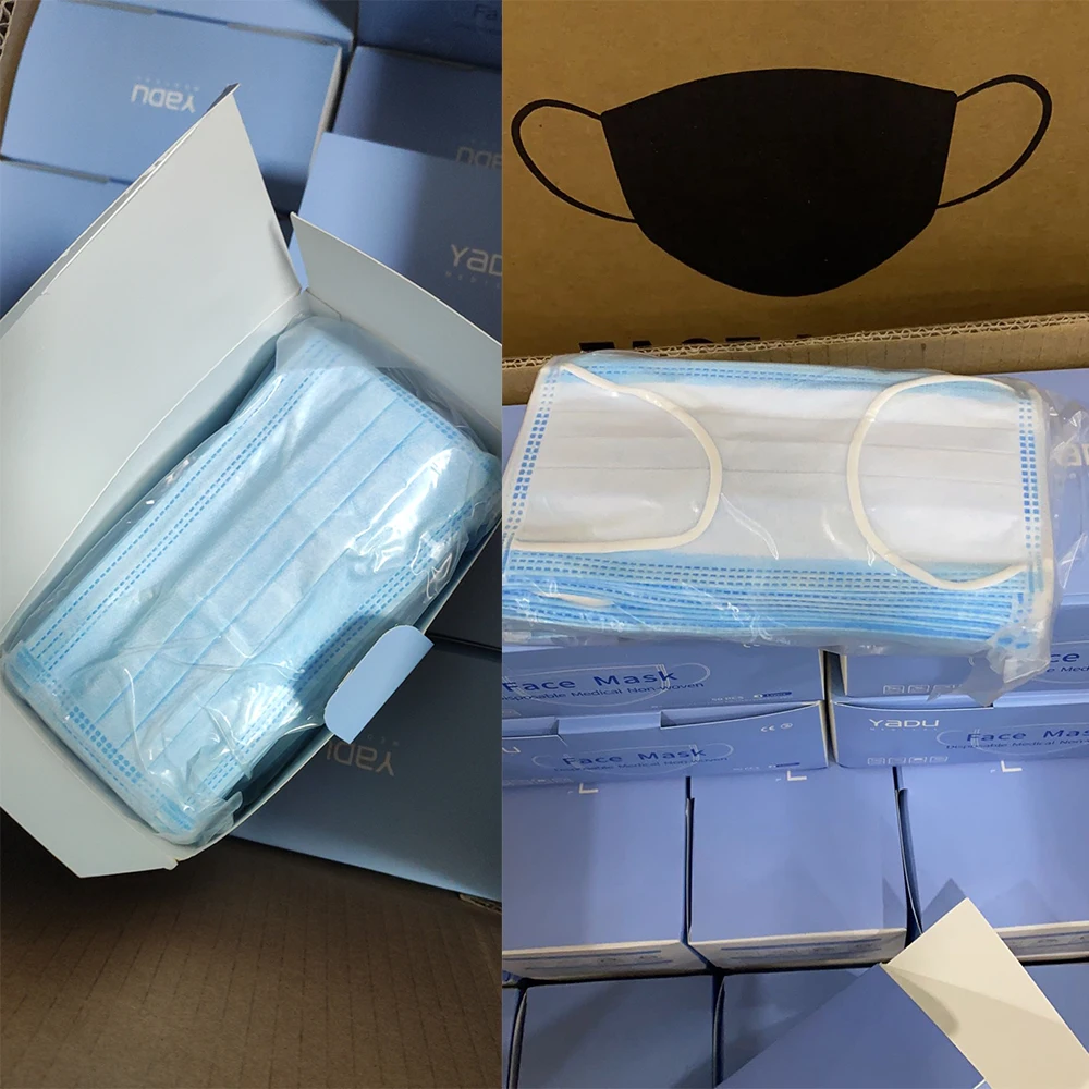 

200 Pcs English Packing Medical Surgical Protective Mask 3 Layer Efficient Filtering Anti-Flu Bacterial Dust-Proof Face Mask