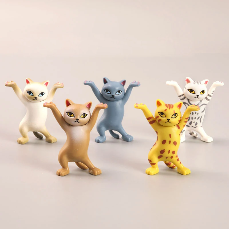 

16 Styles Funny Cat Pen Holder Toys Cute Cat Figurines Earphone Bracket Home Decoration Desktop Ornament Kitty Craft Storage Set
