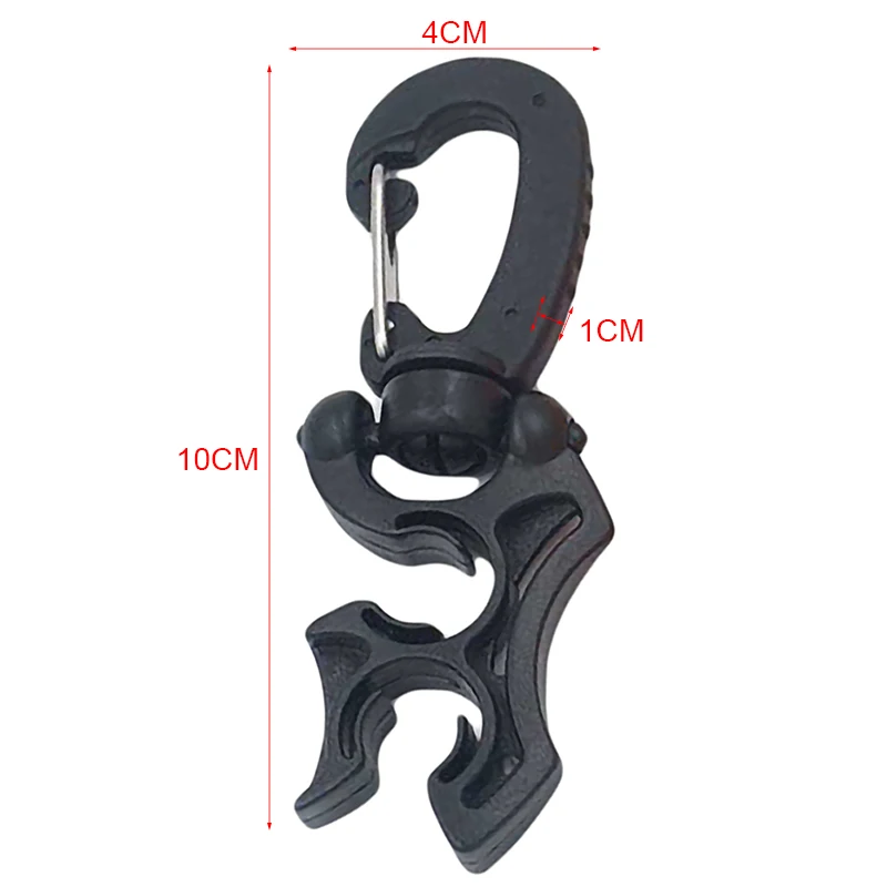 

Underwater Diving Regulator Hose Plastic Double BCD Hose Holder Retainer With Rotatable Snap Clip Buckle Hook