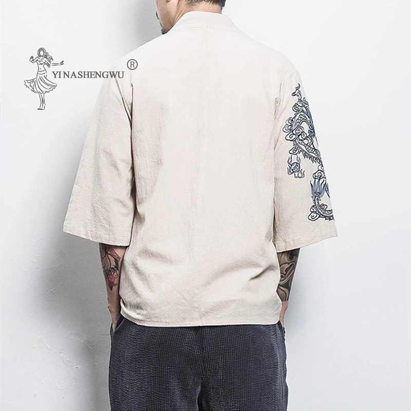 Японское кимоно с принтом юката пальто самурайский журавль Харадзюку японский