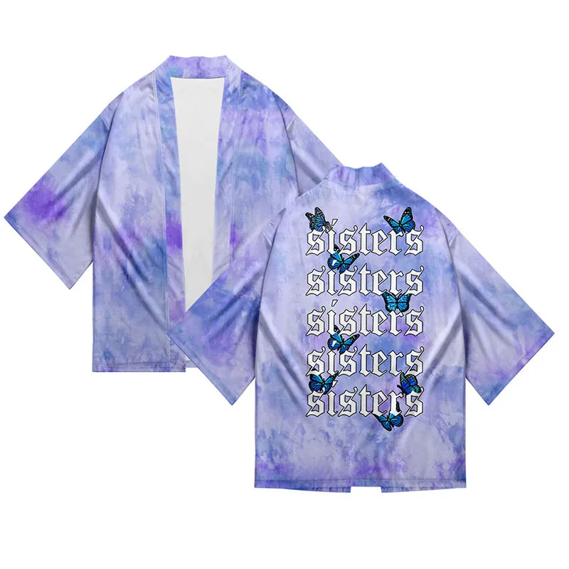 

Sisters Butterfly Kimono Shirt 3d Print Fashion Sport Hip Hop Men Seven Point Sleeve Tops Casual Cardigan Jackets Streetwear 4XL