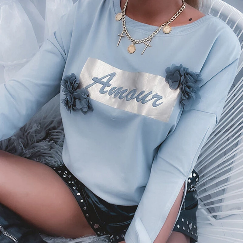 

Блузка женская с длинным рукавом, модная Повседневная рубашка с принтом и блестками, топ с круглым вырезом и длинным рукавом, уличная одежда...