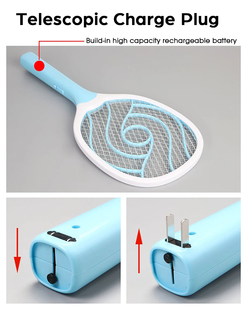 

Electric Mosquito Swatter 3500V Bug Zapper Rechargeable Fly Swatter Mesh Cordless Mosquito Killer Pest Control Insect Repellent