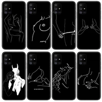 minimalist line sexy couple phone case hull for samsung galaxy a 50 51 20 71 70 40 30 10 80 e 5g s black shell art cell cove