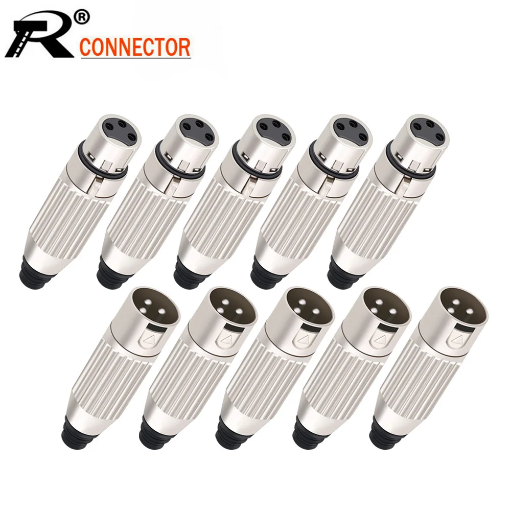 Adaptador Xlr Pinos Macho & Fêmea Plug Xlr para Filmadora Áudio Microfone Adaptador Conector de Alta Qualidade 20 Peças
