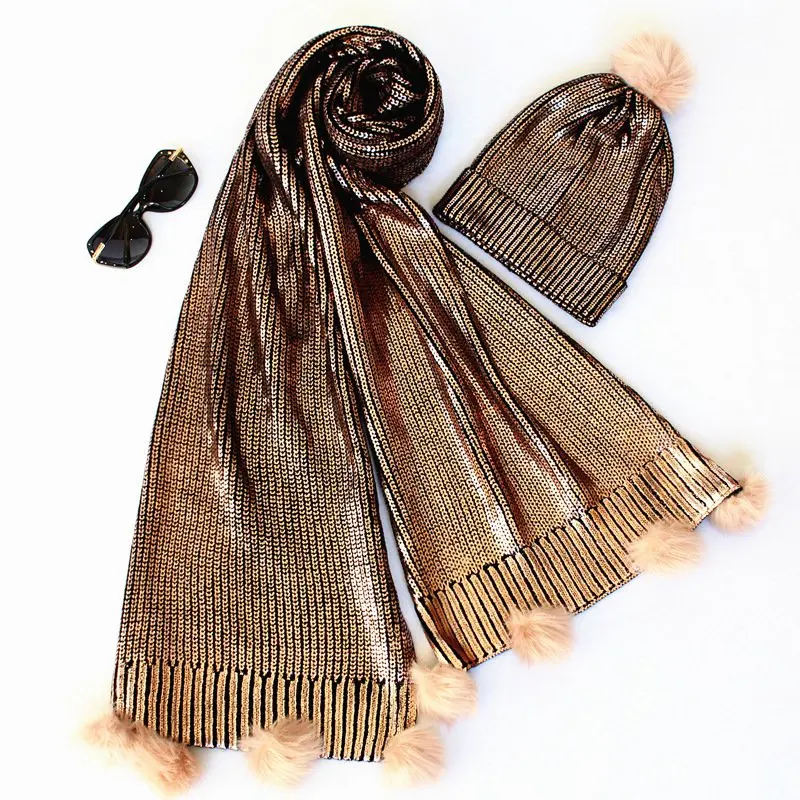 Комплект из 2 предметов вязанные шарф и шапка новая женская мода в Корейском