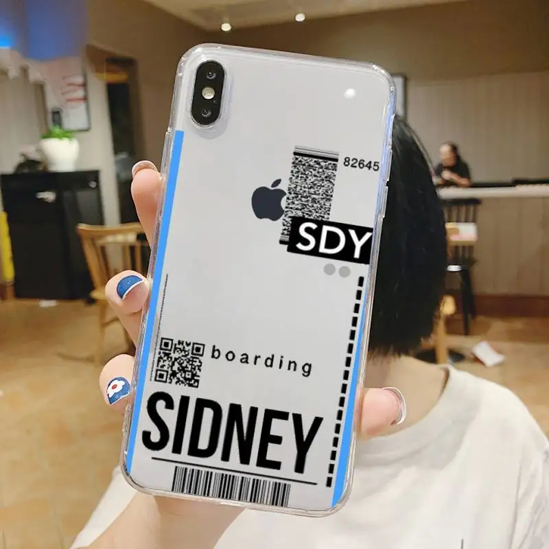 

Air ticket airplane travel Phone Case Transparent for iPhone 6 7 8 11 12 s mini pro X XS XR MAX Plus