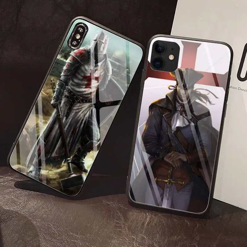 

Knights Templar Phone Case Tempered Glass For iPhone 12 Pro Max Mini 11 Pro XR XS MAX 8 X 7 6S 6 Plus SE 2020 case