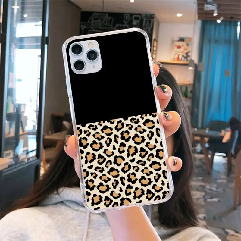 

Luxury fashion Leopard Print Pattern Phone Case Transparent for iPhone 6 7 8 11 12 s mini pro X XS XR MAX Plus se cover funda