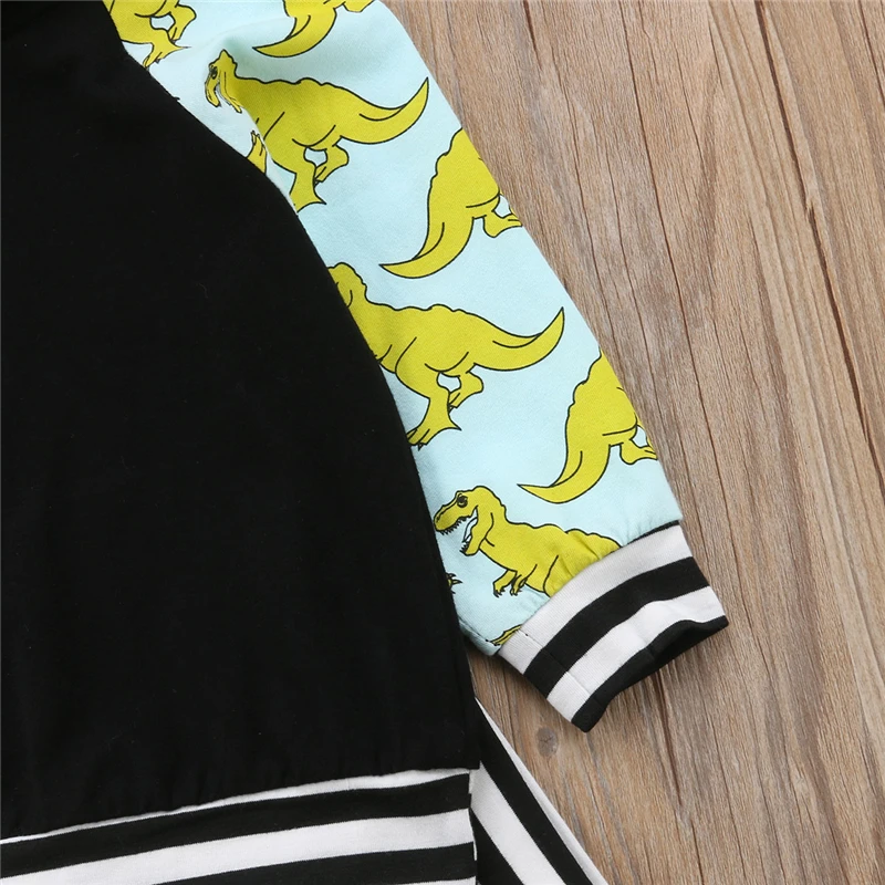 2020 new autumn baby Boy's Two Piece Set Dinosaur Pullover Hoodie for Toddlers Infant's Printed Striped Trousers casual outfit