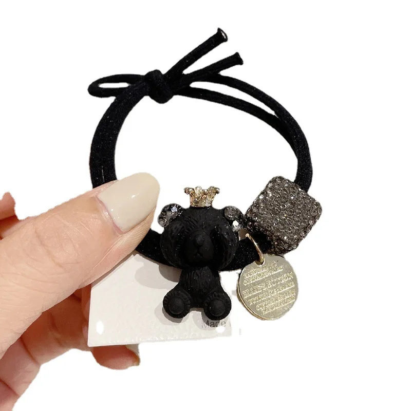 Корейский Новый стиль стразы кольцо для волос глаза закрытый медведь резинка
