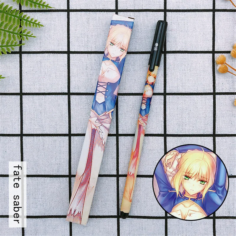 

Ручка гелевая арутория Pendoragon Saber, ручка шариковая черная, 10 компл./лот, с рисунком аниме Fate Stay Night, 0,5