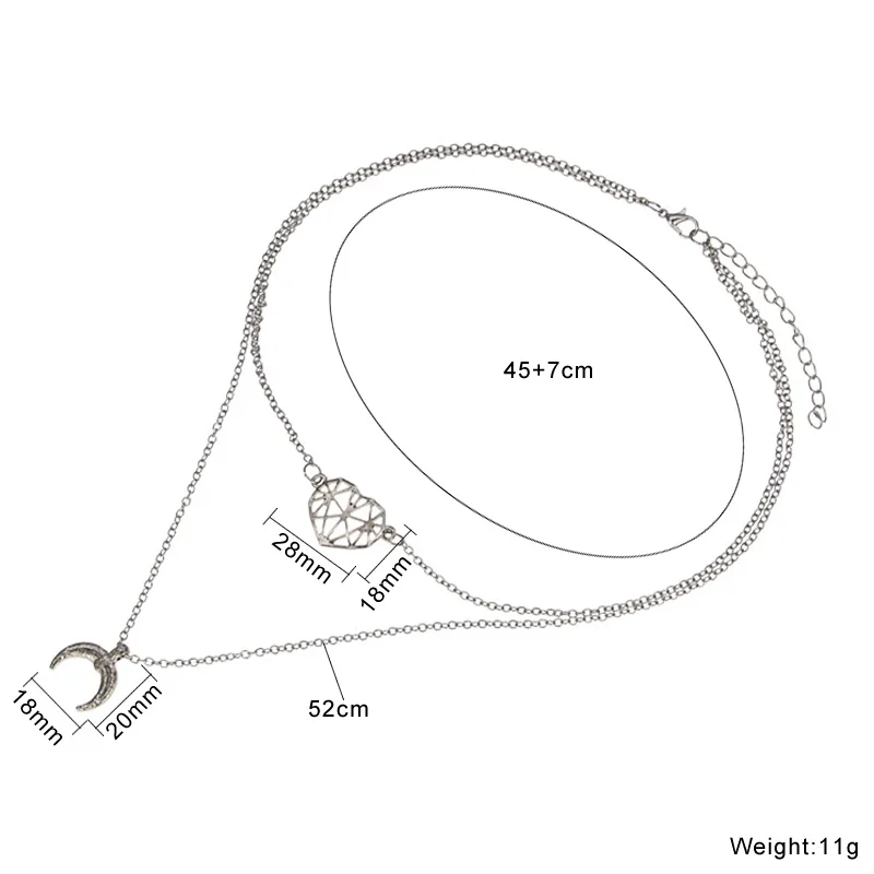 Винтажное многослойное ожерелье с сердцем и Луной для женщин богемное