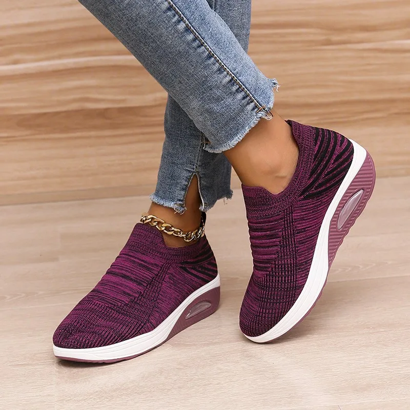 

2021 New women sneakers platform Knited shoes Breathable Wedge heel women's shoes Soft Bottom Female Shoes Plus Size Shoes Women