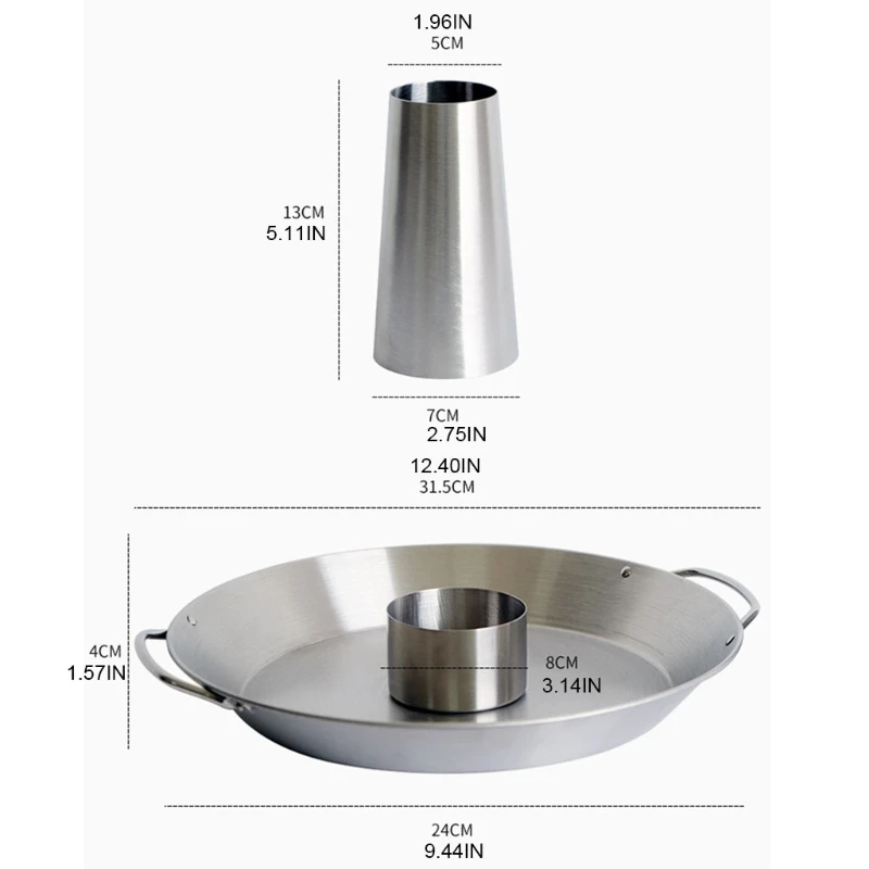 

Round Roast Chicken Pan with Double Handles Turkey Grill Barbecue Bracket Portable Stainless Steel BBQ Holder Tool Kits