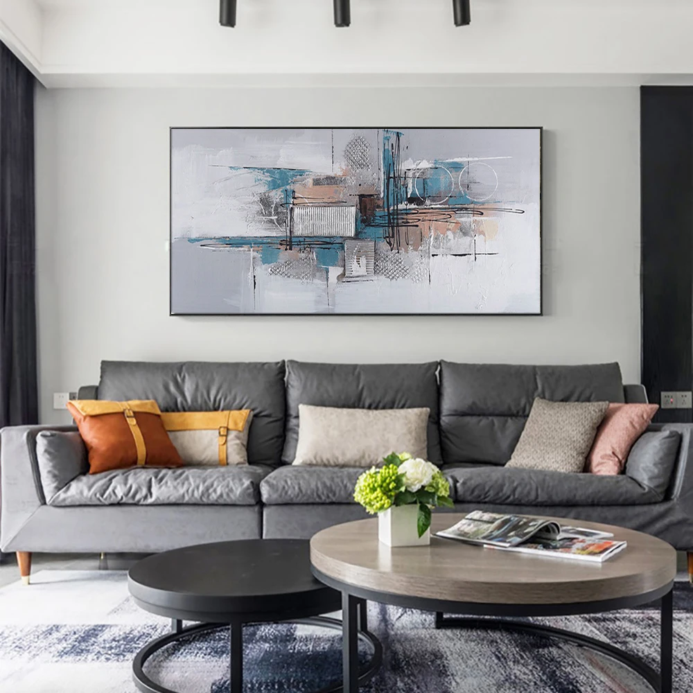 

Large Acrylic Oil Painting Abstract On Canvas Handmade Modern Wall Art Canvas Painting Living Room Bedroom Decoration Unframed