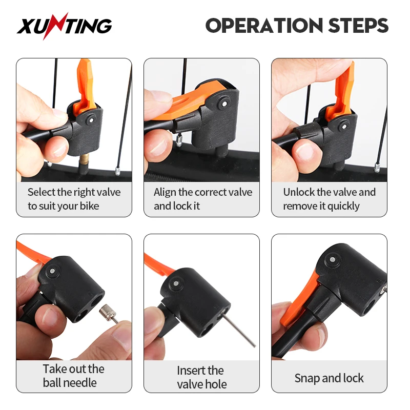 Xunting Bicycle Foot Pump Portable Pressure Gauge Presta &ampSchrader Valve Air 140PSI Inflador Bicicleta Accessories | Спорт и