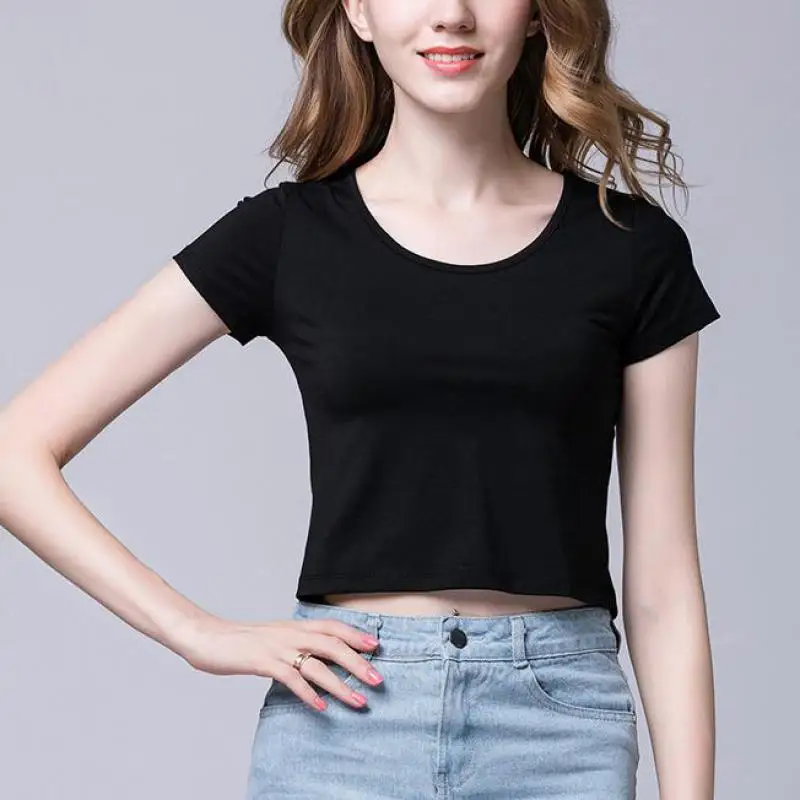 Модальные Короткие рукава с круглым вырезом короткие футболки Летние размеры S-2xl