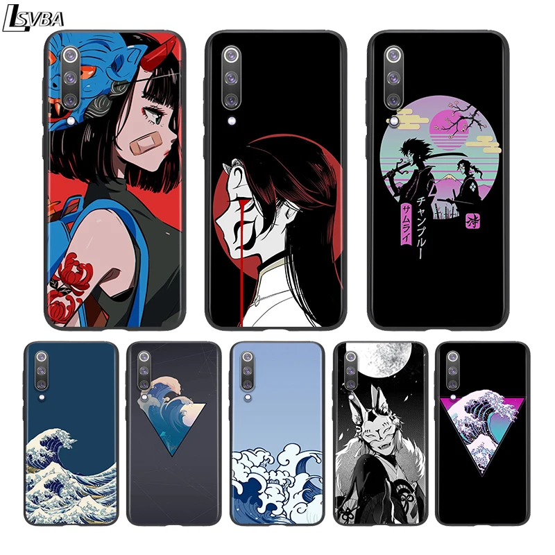 

Black Silicone Cover Japanese style For Xiaomi Mi 11 10I 10T 10 9T 9SE 9 8 Note 10 Lite Pro 5G Ultra Phone Case