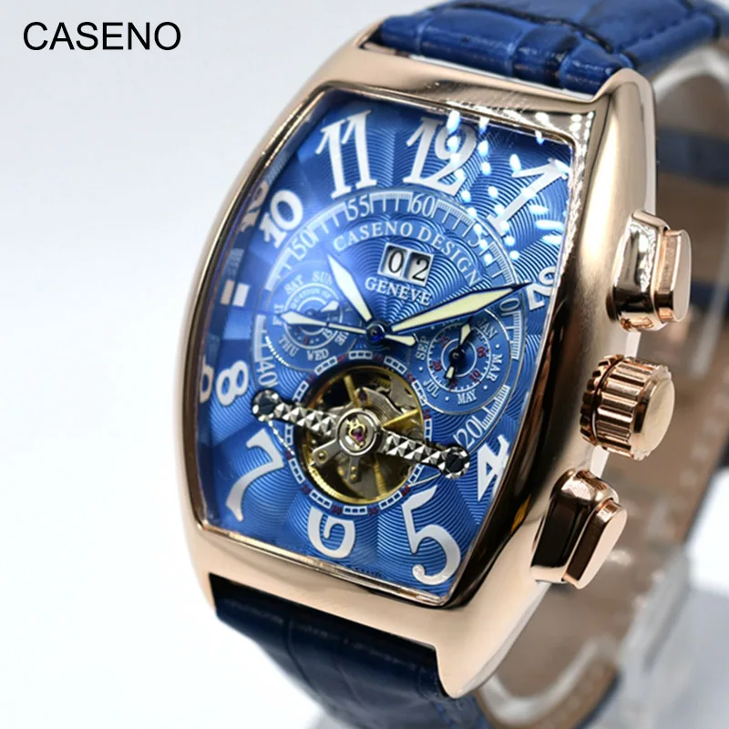 Automatic Mechanical Men Watch Fashion Skeleton Leather Wrist Mens Top Brand Luxury Tourbillon Classic CASENO | Наручные часы
