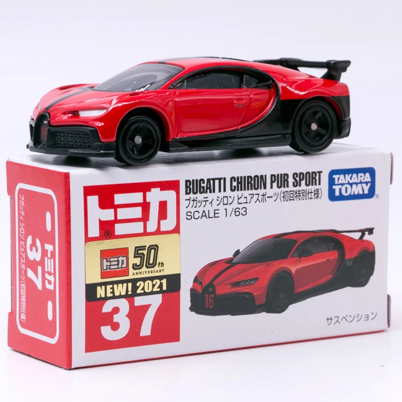 

Takara Tomy Tomica No.37 1-е ограниченное издание Bugatti Chiron Pur спортивные литые модели игрушек 1/63 красный Мини-автомобиль из сплава