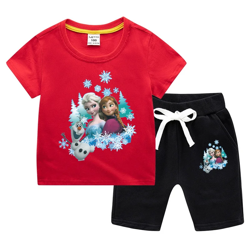 

Спортивные костюмы для подростков, детский спортивный комплект одежды, летняя детская одежда для девочек, рубашка с коротким рукавом и шорт...