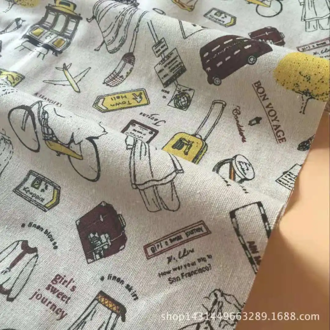 

LINENCotton Fabric For Clothing Quilting FLOWERS Twill Fabrics Cloth DIY Sofa Curtain Tablecloth Cushion CRAFT SEWING Materiasl
