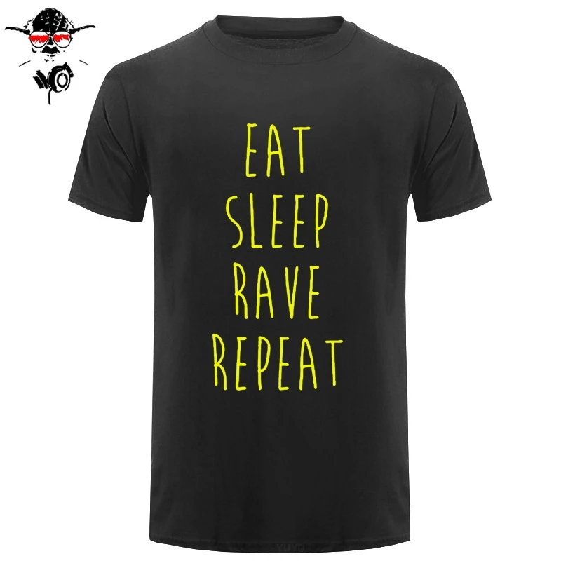 Мужская хлопковая футболка с коротким рукавом EAT SLEEP RAVE REPEAT DANCE SWAG MAN IBIZA новинка |