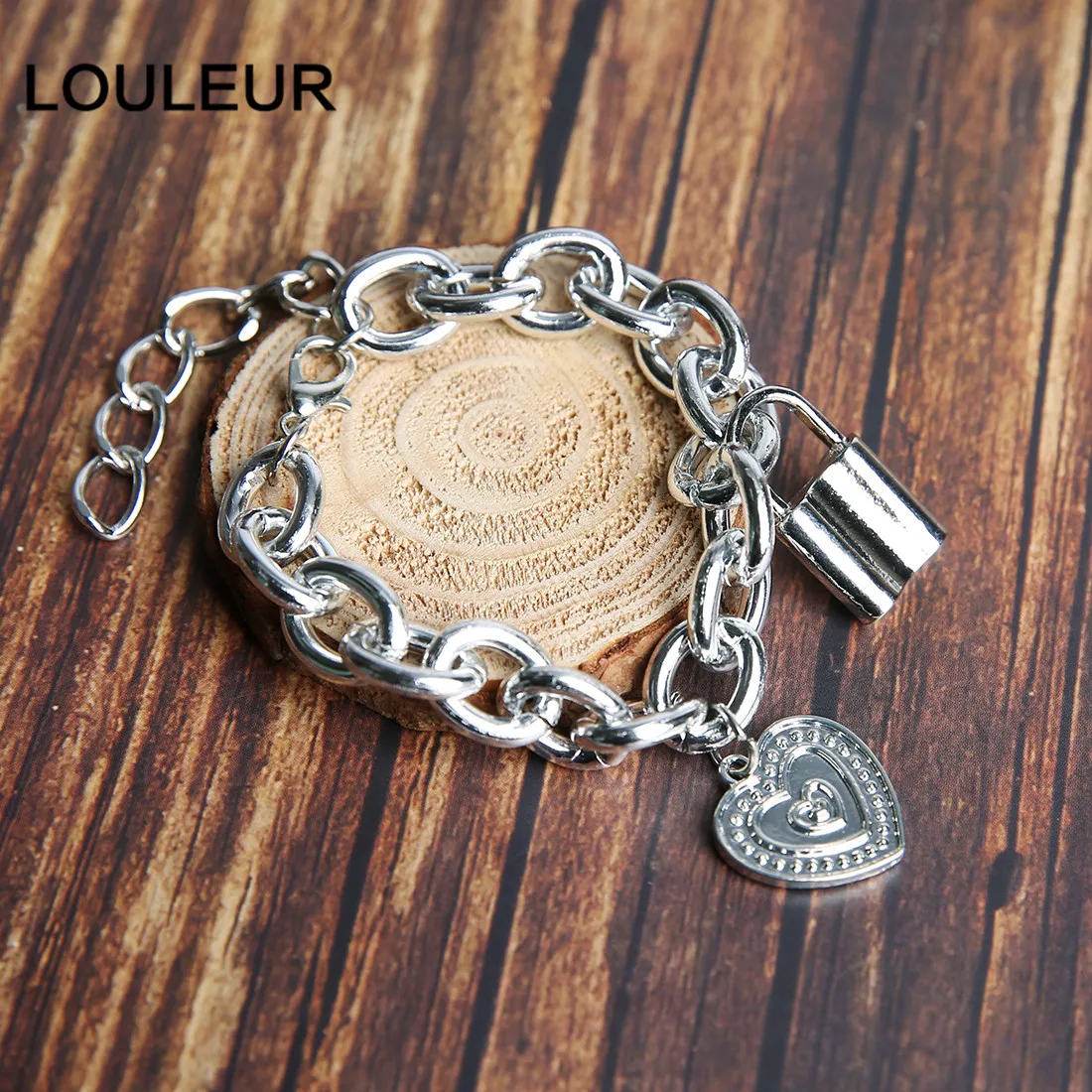 Louleur роскошные серебряные золотые браслеты с замком для ключей, очаровательные браслеты в виде сердца, браслеты для женщин и мужчин, широкая кубинская цепочка, ювелирные изделия из Дубаи