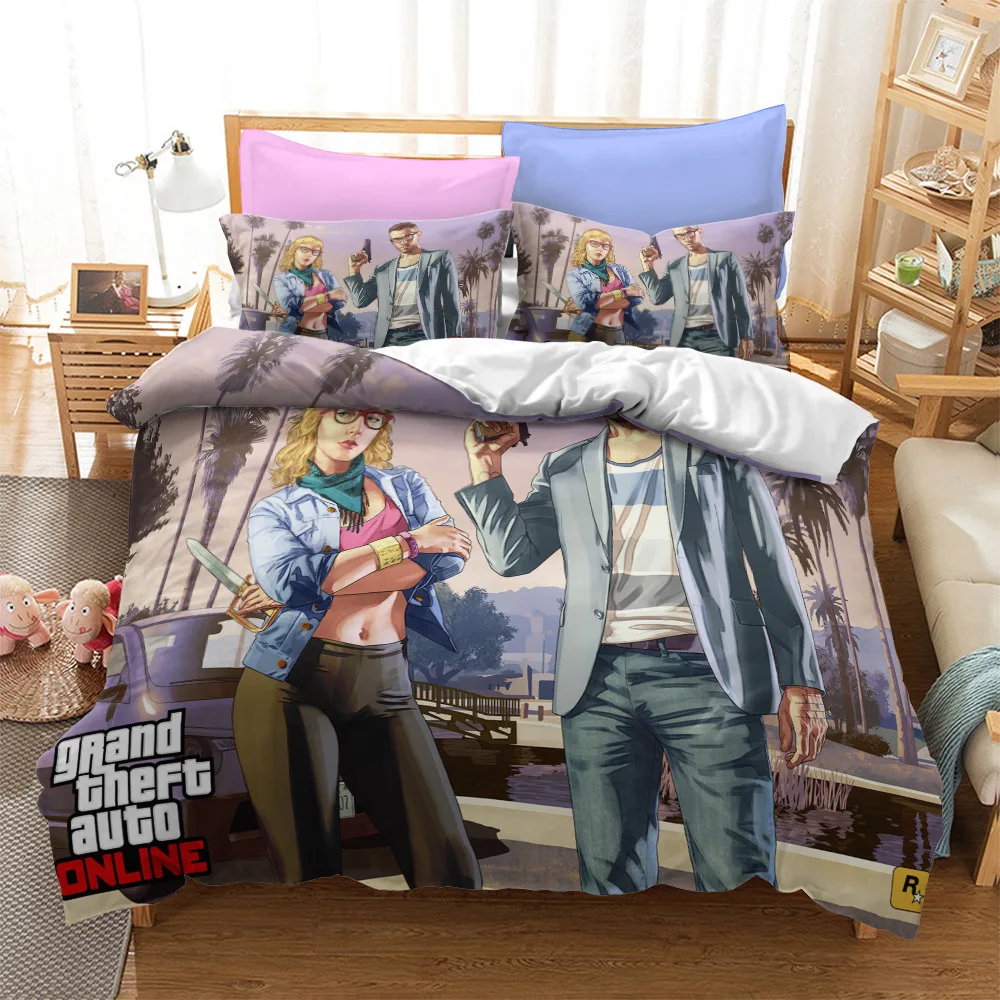Комплект постельного белья для видеоигр GTA V с 3D принтом пододеяльники Grand Theft Auto 5
