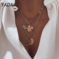 yada unique multi layer moon star sun flower presentsnecklace for women jewelry necklaces statement beach necklace se210022
