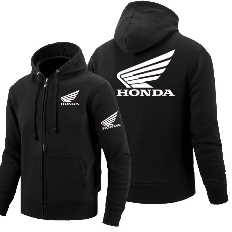 Модная толстовка с капюшоном и логотипом автомобиля Honda свитшот на молнии