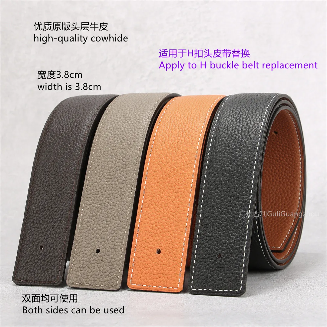 

Belt for men high-quality cowhide Leisure Lychee Grain Leather Belt Fashion Suitable for Hermes belt H buckle replacement belt