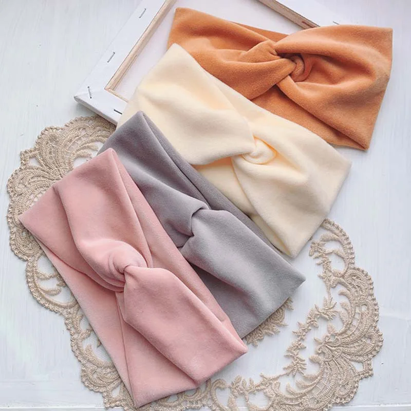 

Winter Plush Cross Velvet Headbands For Women Girls Warm Solid Soft Twisted Knot Cotton Hairbands Turban Hair Accessories