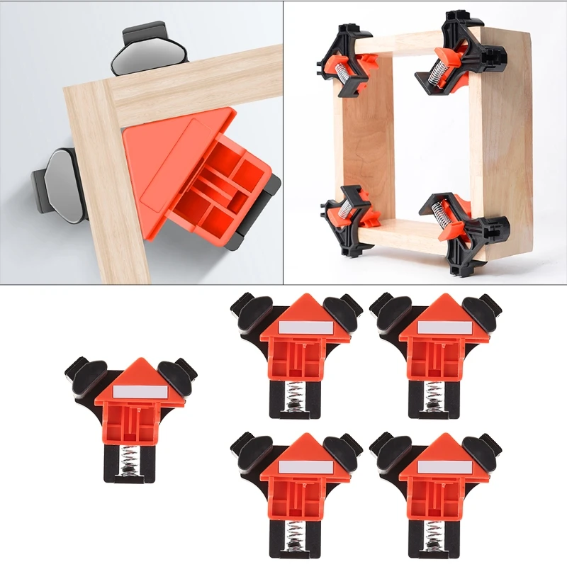 

4 Pcs Woodworking 90 Degree Right Angle Clamp Spring Picture Frame Fixed Corner Vise Grip Hand Tool DIY Fixture Tool