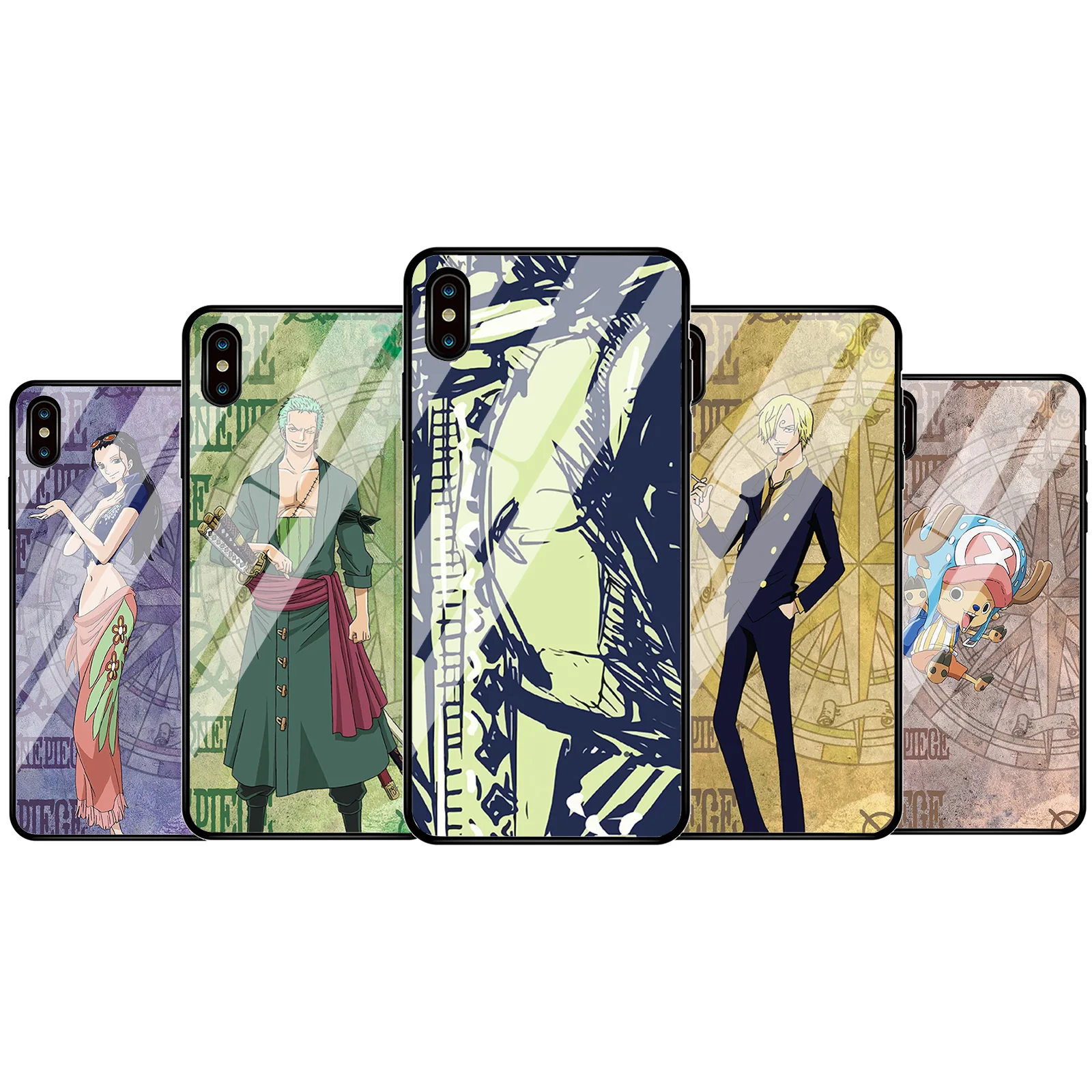 

ONE PIECE Luffy Zoro Glass Phone Case Cover For iphone X XR XS 11 12 Pro For Samsung Galaxy