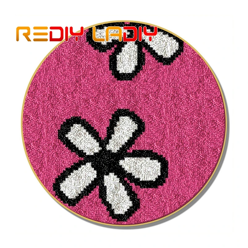 

Ковер с крючком с защелкой, ковер с белыми цветами, вязаный крючком ковер, ковер из акриловой пряжи с предварительной печатью, холщовая поду...