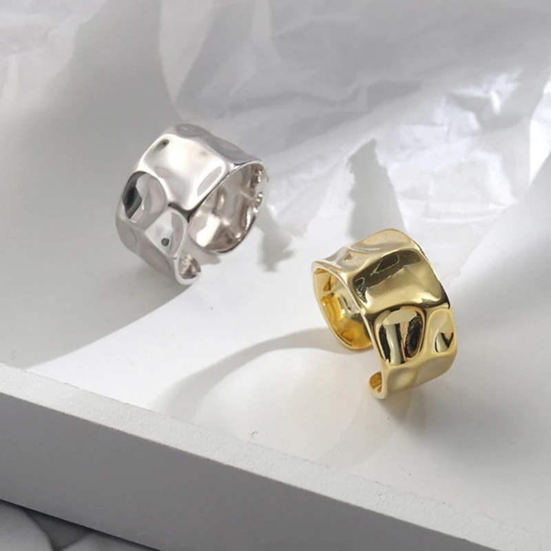 

Vintage Silver Color Metal Vintage Geometric Open Rings Design Finger Rings For Women Jewelry Gifts Irregular Concave Convex