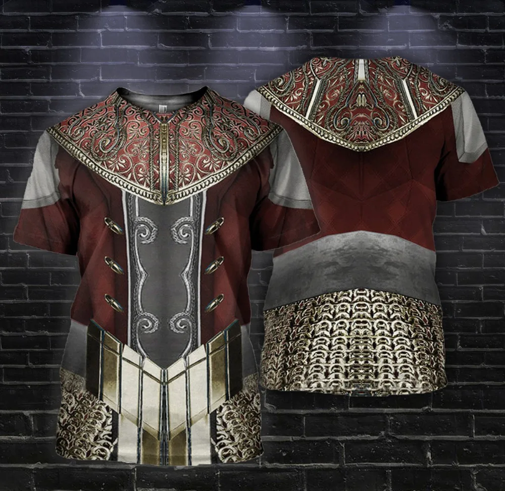 Футболка Knight Templar Armor с 3D принтом косплейная рубашка коротким рукавом для мужчин и