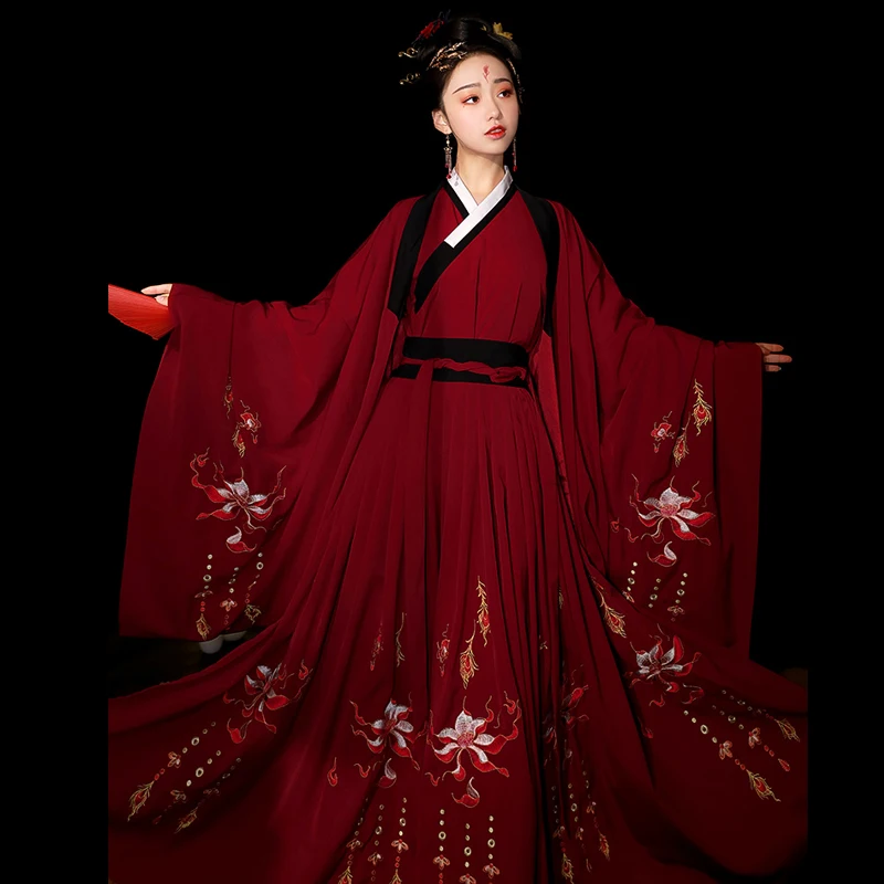 Ханьфу Китайская древняя женская одежда красная ханьфу женское платье Тан