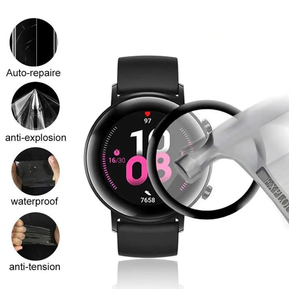 3D мягкая пластиковая защитная пленка для экрана Huawei Watch GT2 42 мм 46 полное покрытие