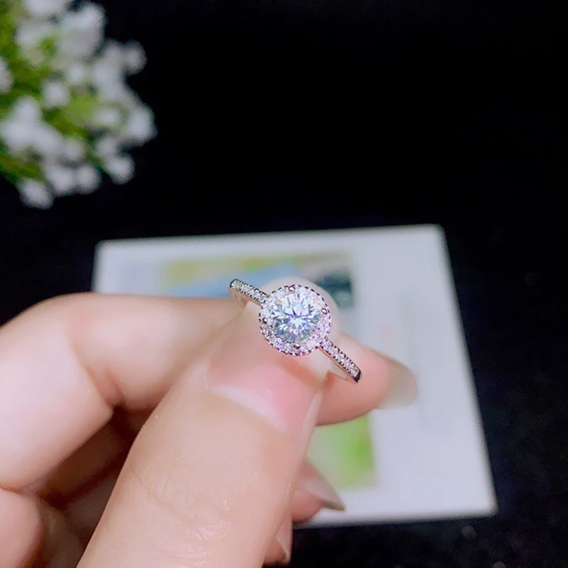 BOEYCJR 925 серебро 0.5ct/1ct/2ct/3ct F цвет Moissanite VVS обручальное свадебное кольцо с бриллиантом с национальным сертификатом для женщин