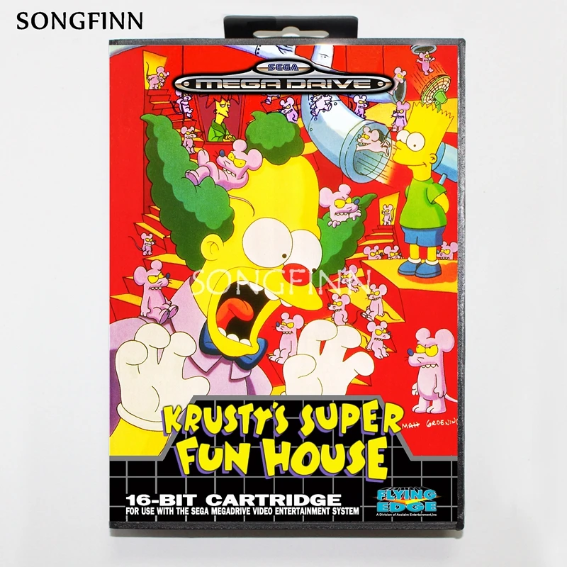 

Карта памяти MD 16 бит с коробкой для Sega Mega Drive для Genesis Megadrive - krustys super fun house