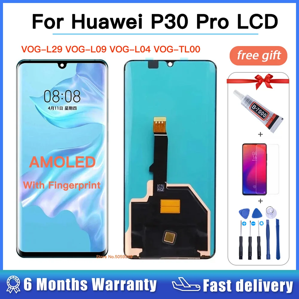 

6.47" AMOLED Original Display For Huawei P30 Pro P30Pro LCD Display Touch Screen Digitizer Assembly VOG-L29 VOG-L09 VOG-L04 LCD