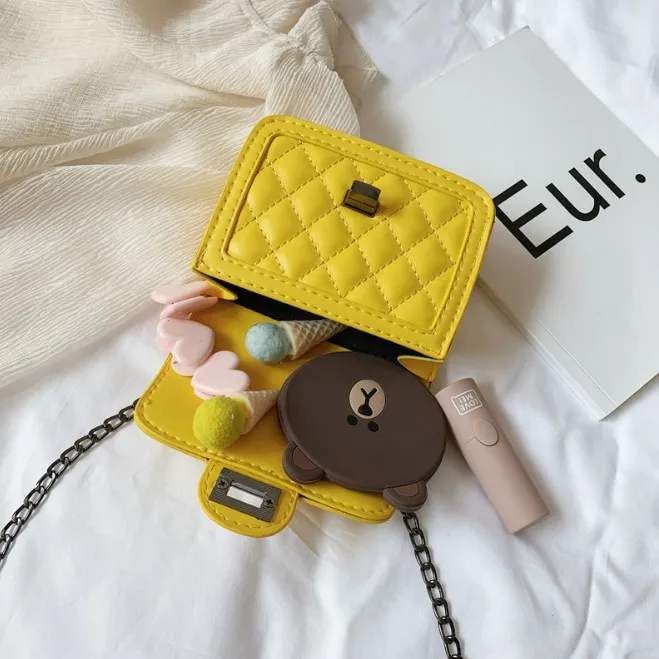 Брендовая дизайнерская детская маленькая сумка-мессенджер с цепочкой модные