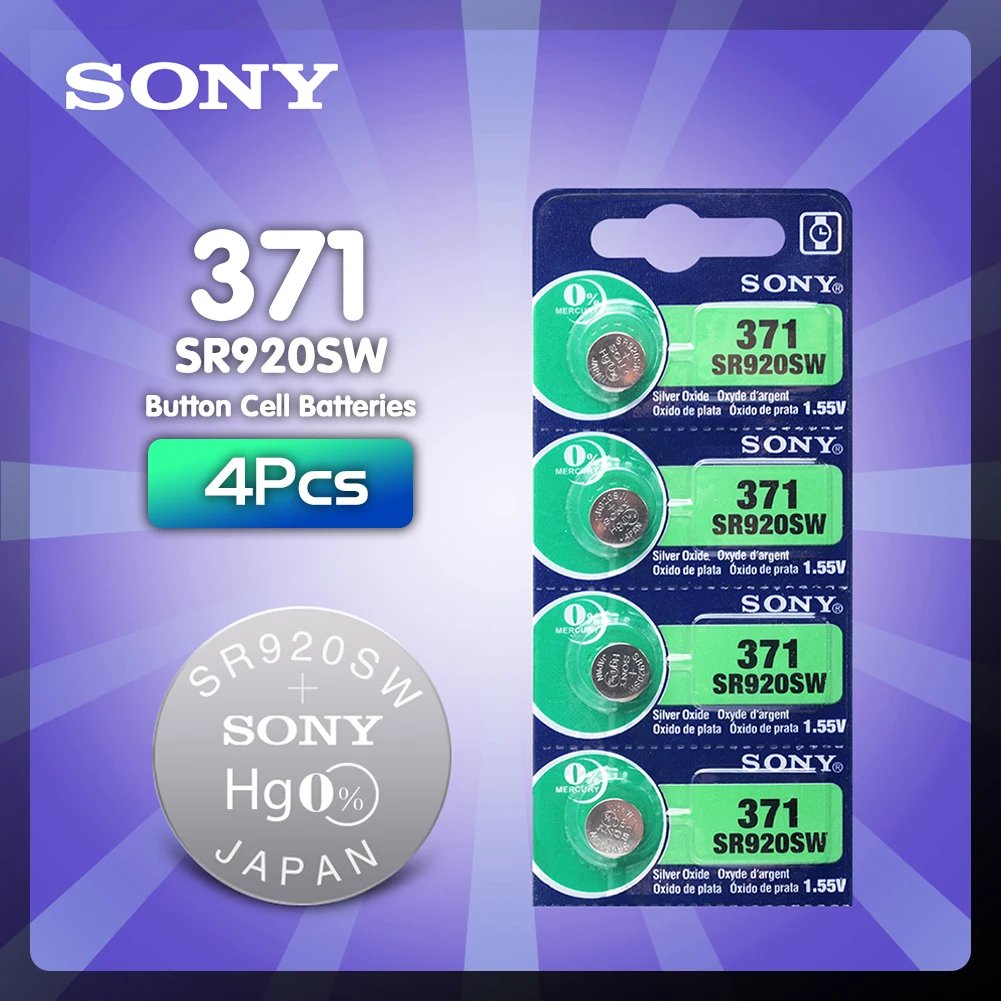 

4pcs SONY 45mAh AG6 371 SR920SW LR920 171 370 371 L921 LR69 SR920 SR69 1.55V Button Cell watch Coin Silver Oxide Battery