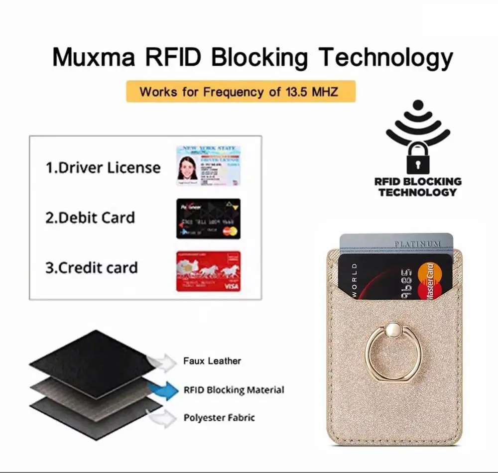 2 Packs for iPhone Ring with Card Holder Stick Case Samsung Huawei PU Leather Glitter Back Body Stand Universal | Мобильные телефоны