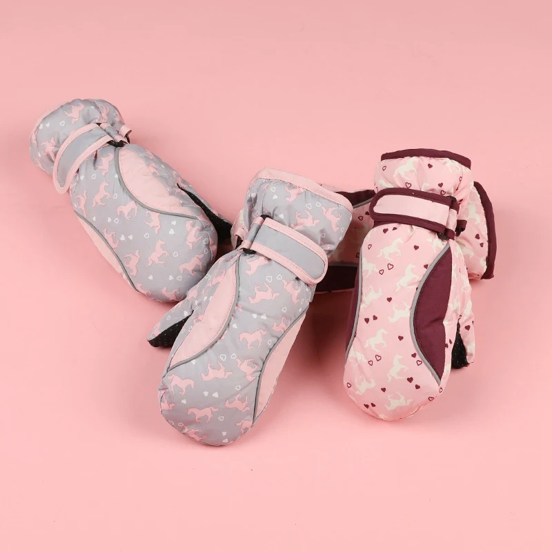 Зимние лыжные перчатки теплые бархатные Детские Лыжные варежки утепленные