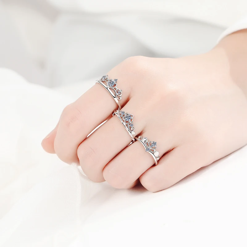 

ANZIW 925 Sterling Silver Moissanite Diamond LOVE Queen Engagement Women Ring Adjustable For Jewelry Gift