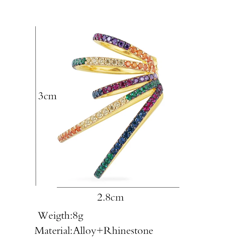 Каффы-клипсы Itenice многооборотные радужные женские широкие штабелируемые